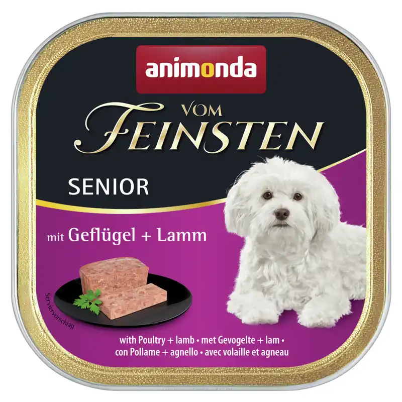 Sparpaket 22 x 150 g Animonda Vom Feinsten Senior mit Geflügel + Lamm Hunde Nassfutter Echt
